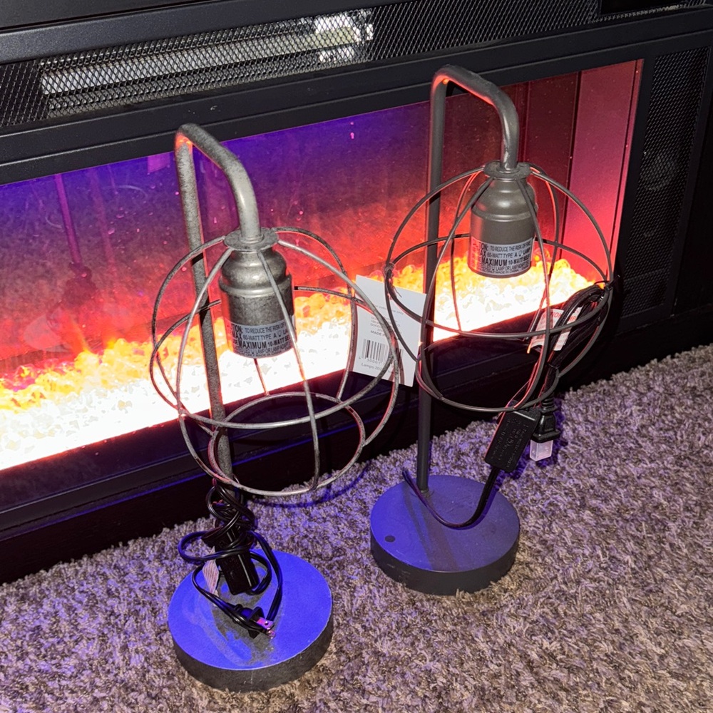 Industrial Metal Cage Table Lamps